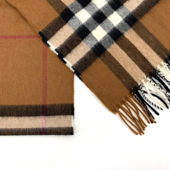 Burberry Brown Classic Check Cashmere Fringe Scarf - Picture 4 of 9